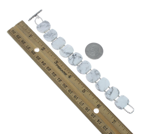 Native American Genuine Sterling Silver Howlite Bead Bracelet AX130182