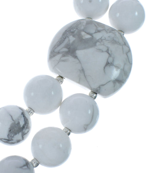 Native American Howlite Sterling Silver 2-Strand Bead Necklace AX130183