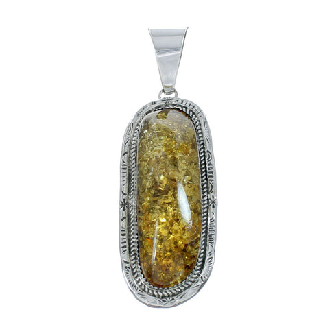 Sterling Silver Amber Navajo Pendant AX130194