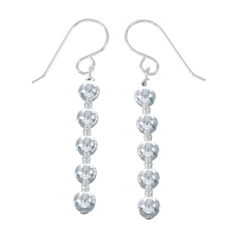 Navajo Sterling Silver Bead Hook Dangle Earrings AX130201