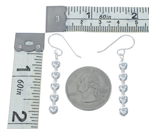 Navajo Sterling Silver Bead Hook Dangle Earrings AX130201