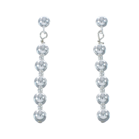 Navajo Sterling Silver Bead Post Dangle Earrings AX130202