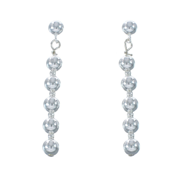 Navajo Sterling Silver Bead Post Dangle Earrings AX130202