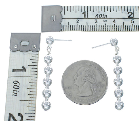 Navajo Sterling Silver Bead Post Dangle Earrings AX130202