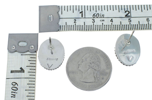 Navajo Oyster Shell Genuine Sterling Silver Post Earrings AX130203