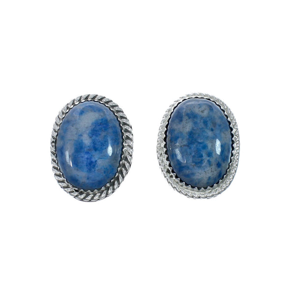 Navajo Denim Lapis Genuine Sterling Silver Post Earrings AX130204