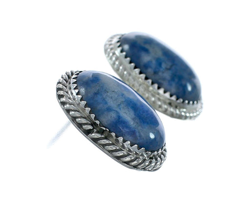 Navajo Denim Lapis Genuine Sterling Silver Post Earrings AX130204