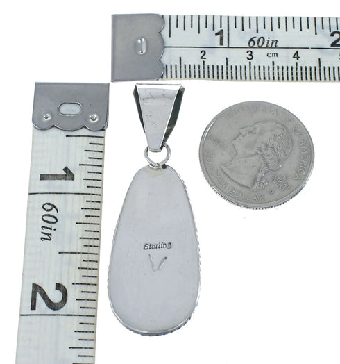 Navajo Authentic Turquoise Sterling Silver Pendant AX130211
