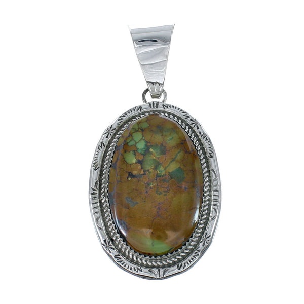Navajo Authentic Turquoise Sterling Silver Pendant AX130212