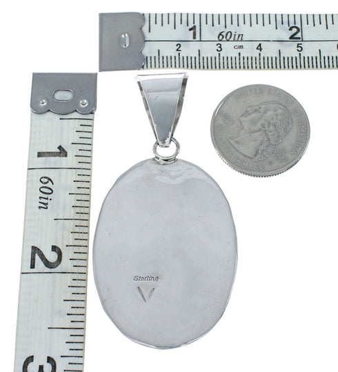 Navajo Authentic Turquoise Sterling Silver Pendant AX130212