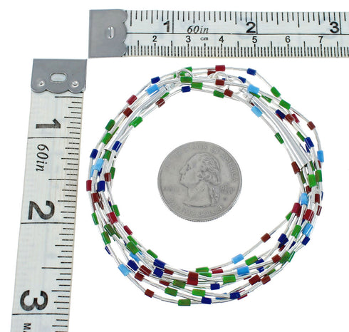 3-Strand Man Made Sterling Liquid Silver Multicolor 22-1/2" Necklace AX130216