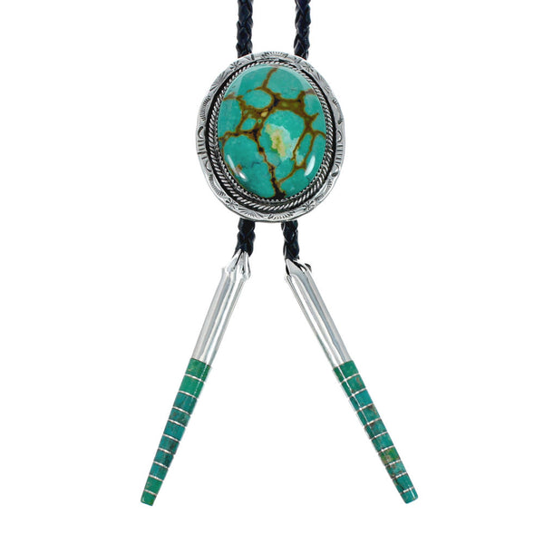 Native American Navajo Sterling Silver Turquoise Bolo Tie AX130233