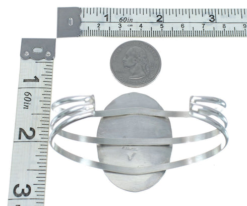 Sterling Silver Green And Amber Turquoise Navajo Cuff Bracelet AX130236