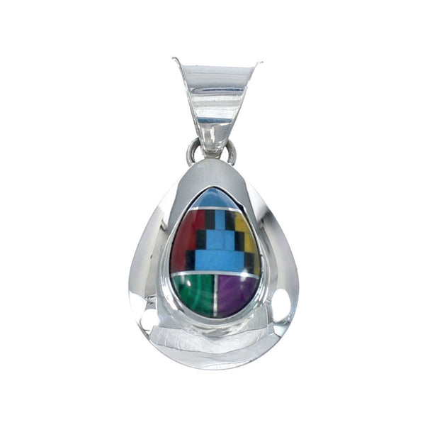 Native American Manmade Multicolor Inlay Pendant JX130315