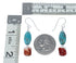 Native American Turquoise Oyster Shell Sterling Silver Bead Hook Dangle Earrings JX130275