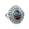 Southwestern Manmade Multicolor Inlay Sterling Silver Ring Size 7-1/2 JX130280