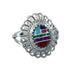 Southwestern Manmade Multicolor Inlay Sterling Silver Ring Size 7-1/2 JX130280