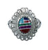 Southwestern Manmade Multicolor Inlay Sterling Silver Ring Size 7-1/2 JX130280