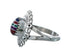 Southwestern Manmade Multicolor Inlay Sterling Silver Ring Size 7-1/2 JX130280
