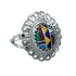 Southwestern Manmade Multicolor Inlay Sterling Silver Ring Size 7-1/4 JX130284