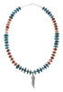 Turquoise and Oyster Shell Genuine Sterling Silver Navajo Bead Necklace JX130267