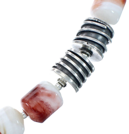 Oyster Shell Genuine Sterling Silver Navajo Bead Necklace Set JX130264