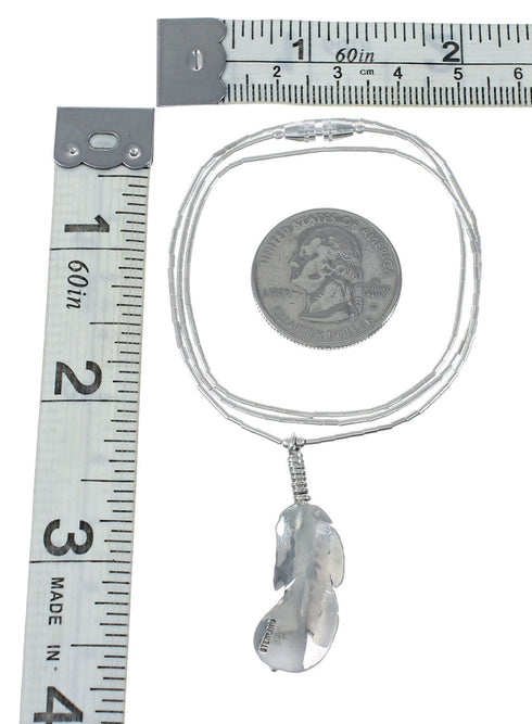 Southwest Feather Jet and Opal Sterling Silver Pendant Liquid Silver Necklace JX130320