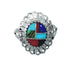 Southwestern Manmade Multicolor Inlay Sterling Silver Ring Size 7-1/4 JX130350