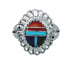Southwestern Manmade Multicolor Inlay Sterling Silver Ring Size 8-1/4 JX130344