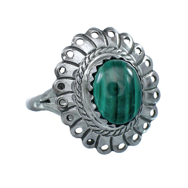 Southwestern Malachite Sterling Silver Ring Size 6-3/4 JX130367
