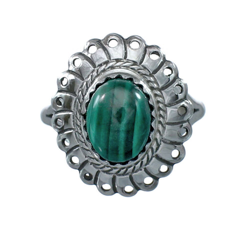 Southwestern Malachite Sterling Silver Ring Size 5-3/4 JX130366