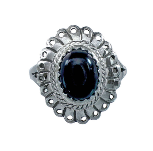 Southwestern Onyx Sterling Silver Ring Size 6-3/4 JX130377
