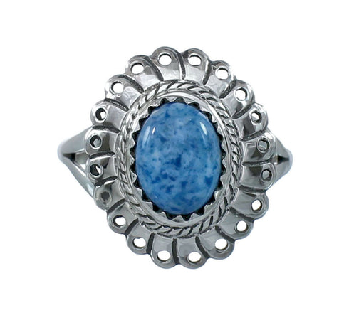 Southwestern Manmade Denim Lapis Sterling Silver Ring Size 7-1/2 JX130359
