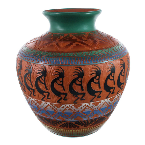 Native American Navajo Kokopelli Hand Crafted Pottery JX130436