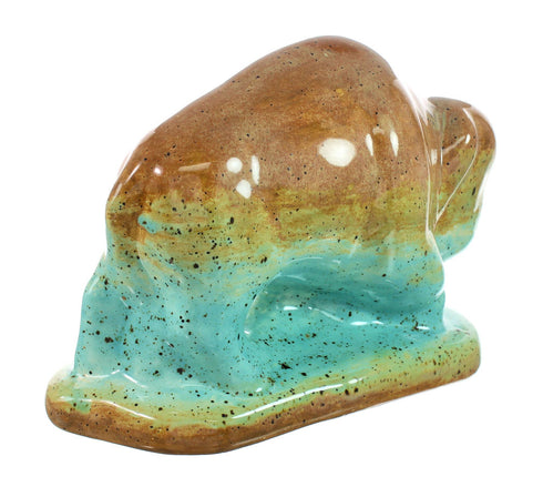 Native American Navajo Hand Crafted Turquoise Buffalo Pottery JX130434