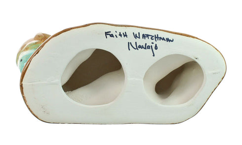 Native American Navajo Hand Crafted Turquoise Buffalo Pottery JX130434