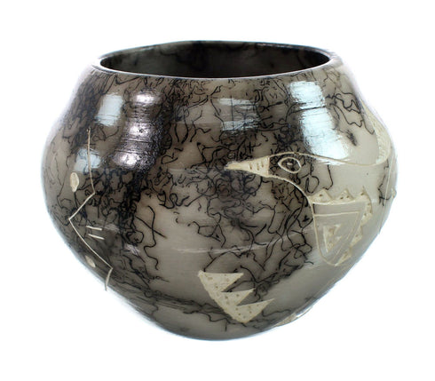 Native American Navajo Horse Hair Bird Pottery JX130462