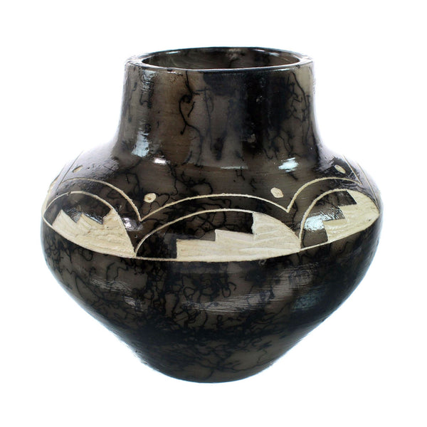 Native American Navajo Horse Hair Pottery JX130452