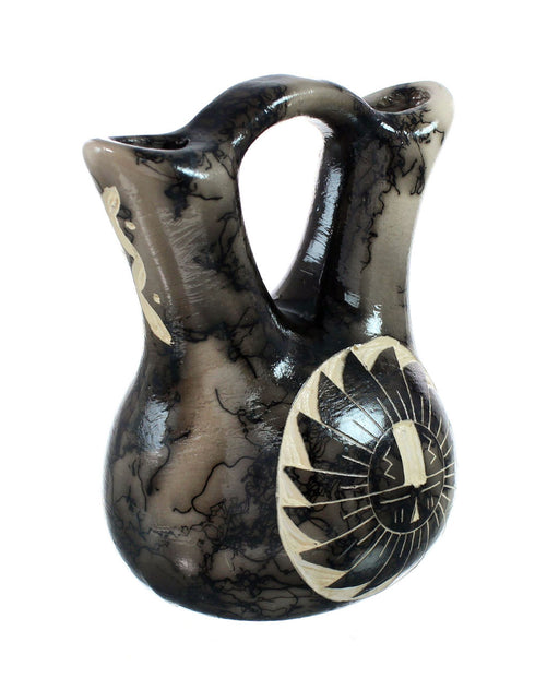 Native American Navajo Sunface Horse Hair Wedding Vase JX130491