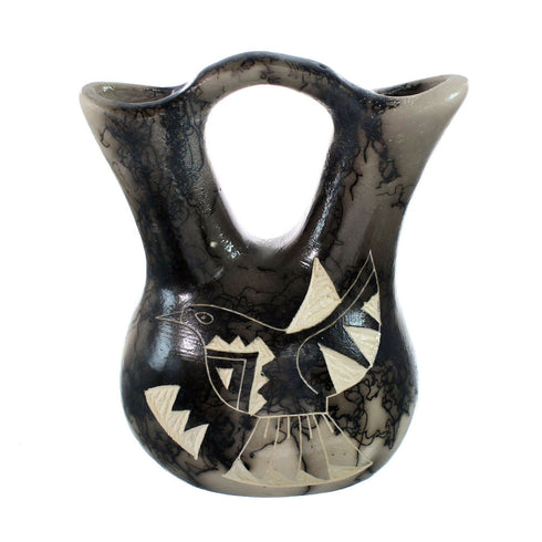 Native American Navajo Bird Horse Hair Wedding Vase JX130515
