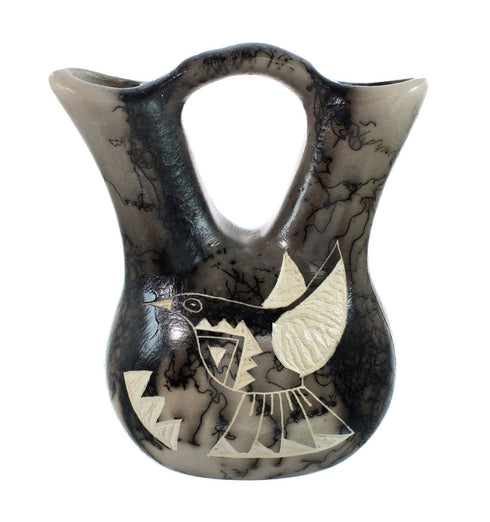 Native American Navajo Bird Horse Hair Wedding Vase JX130515