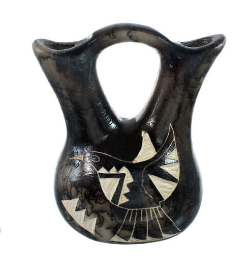 Native American Navajo Bird Horse Hair Wedding Vase JX130497