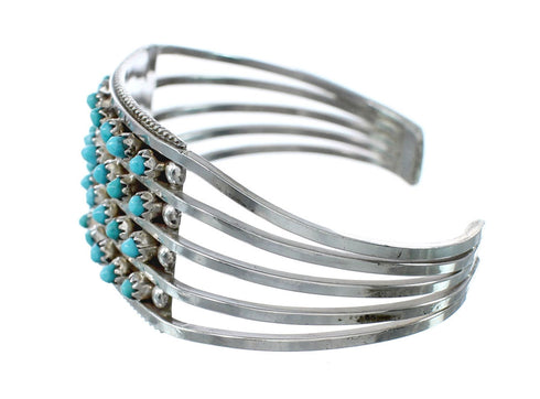 Native American Zuni Turquoise Sterling Silver Cuff Bracelet JX130573