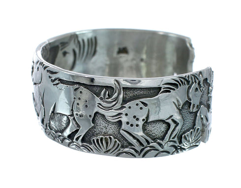 Native American Navajo Sterling Silver Horse Cuff Bracelet JX130601