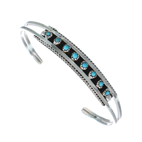Native American Zuni Turquoise Sterling Silver Cuff Bracelet JX130572