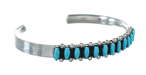 Native American Zuni Turquoise Sterling Silver Cuff Bracelet JX130574