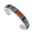 Multicolor Inlay Genuine Sterling Silver Navajo Cuff Bracelet JX130619
