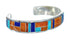 Multicolor Inlay Genuine Sterling Silver Navajo Cuff Bracelet JX130619