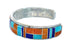 Multicolor Inlay Genuine Sterling Silver Navajo Cuff Bracelet JX130619