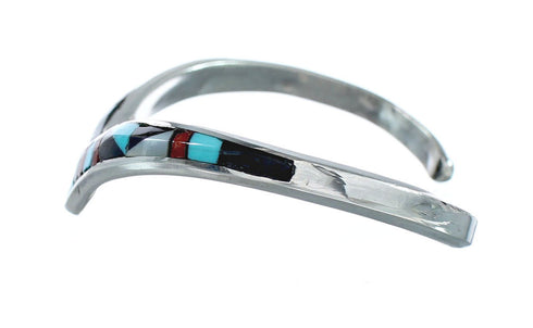 Multicolor Inlay Genuine Sterling Silver Zuni Cuff Bracelet JX130615